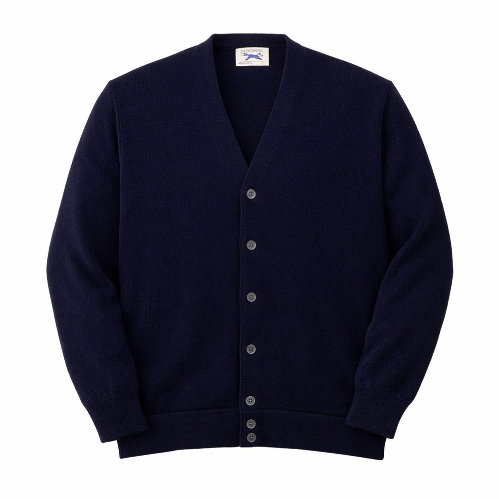VTG 70s JC Penney Fox Cardigan Sweater Men L Navy USA Retro Grandpa Cobain
